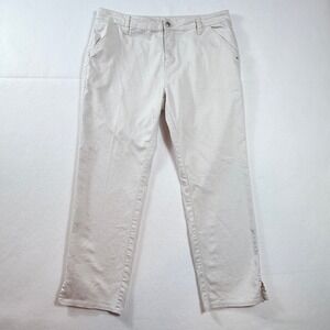 Prana Pants Women 14 Stone Putty Straight Leg Side Slit Twill‎ Trousers Gorpcore